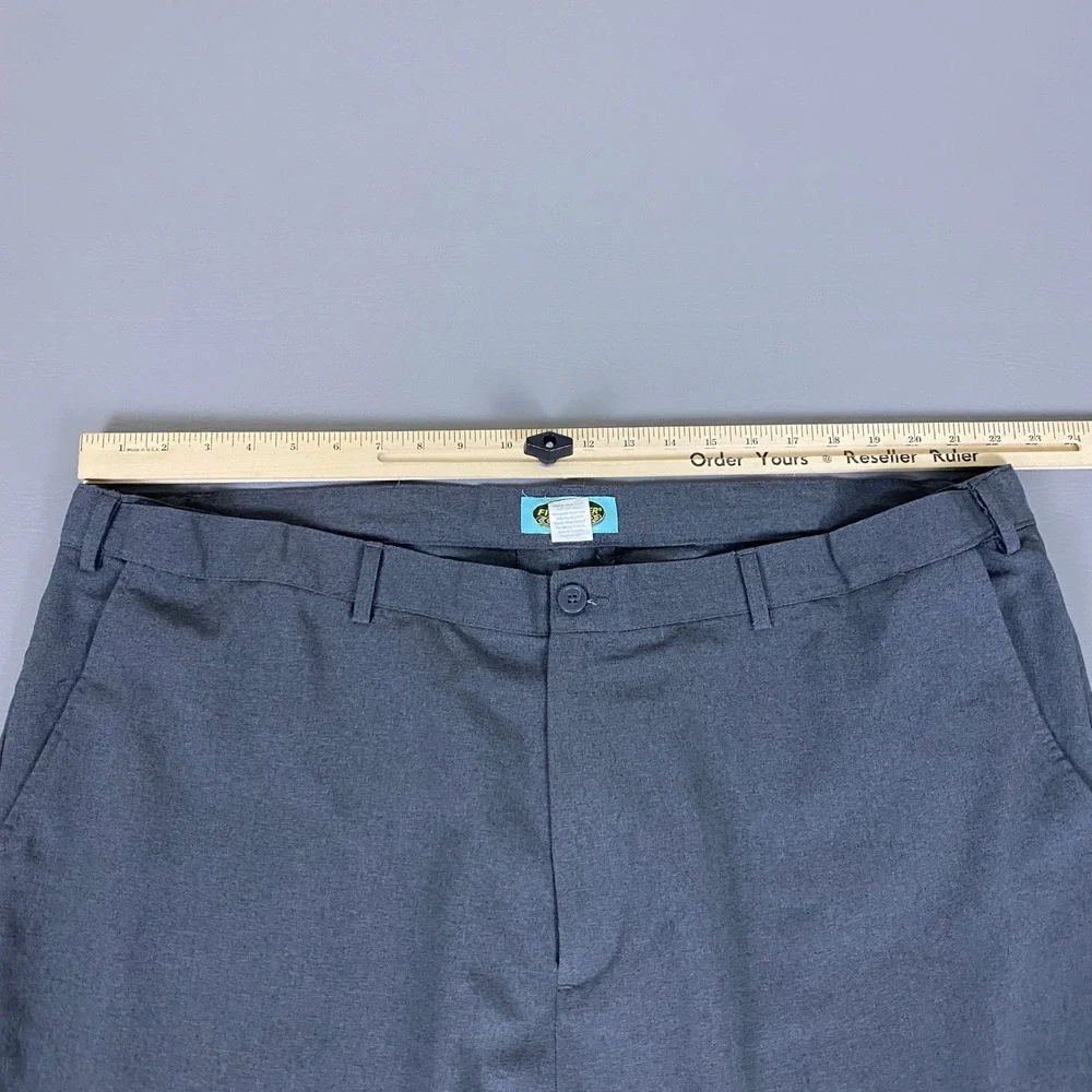 Haband Fit-Forever Dress Pants Mens 46x24.5 46S Gray Flat Front Polyester